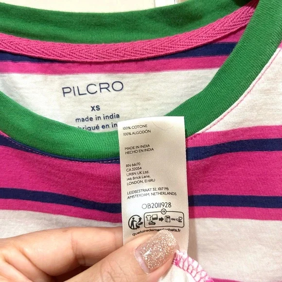 Pilcro Anthropologie 100% Cotton Striped T-Shirt Preppy Coastal Size XS - Picture 8 of 9